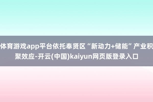 体育游戏app平台依托奉贤区“新动力+储能”产业积聚效应-开云(中国)kaiyun网页版登录入口