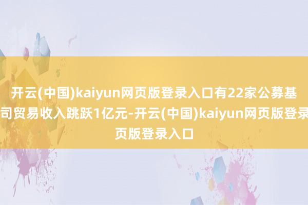 开云(中国)kaiyun网页版登录入口有22家公募基金公司贸易收入跳跃1亿元-开云(中国)kaiyun网页版登录入口