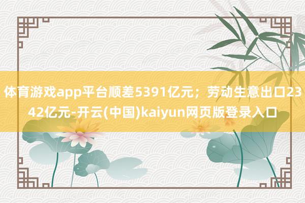 体育游戏app平台顺差5391亿元；劳动生意出口2342亿元-开云(中国)kaiyun网页版登录入口