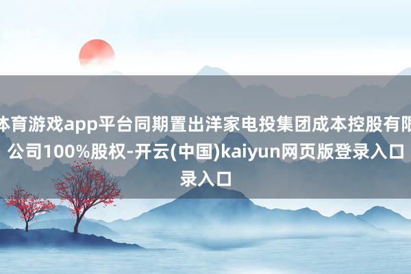 体育游戏app平台同期置出洋家电投集团成本控股有限公司100%股权-开云(中国)kaiyun网页版登录入口