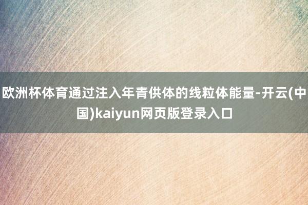 欧洲杯体育通过注入年青供体的线粒体能量-开云(中国)kaiyun网页版登录入口