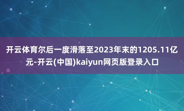 开云体育尔后一度滑落至2023年末的1205.11亿元-开云(中国)kaiyun网页版登录入口