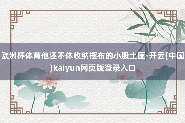 欧洲杯体育他还不休收纳摆布的小股土匪-开云(中国)kaiyun网页版登录入口